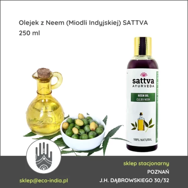 olej neem tłoczony na zimno olejek z miodli indyjskiej sattva ayurveda